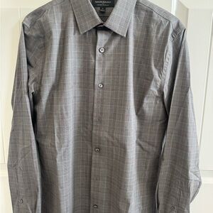 Banana Republic Men's Plaid Gray Dress Shirt
